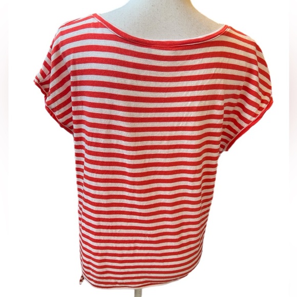 Chico's, Peach Stripe Short Sleeve Side Tie Top, size 3 (XL) - Picture 3 of 4